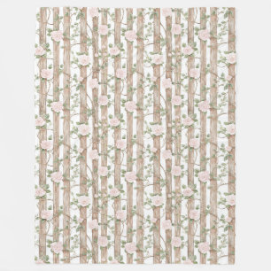 Boerderij Hout Roze Bloemen Land Fleece Deken