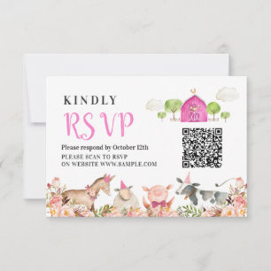 Boerderij Huis Dieren Barnyard 1e Verjaardag RSVP  Bedankkaart