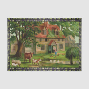 Boerderij, huis en tuin tissuepapier