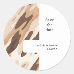 Boerderij Huwelijk Koeienhuid print Save the date Ronde Sticker