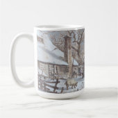 BOERDERIJ IN DE WINTER 1786  Kunst Kerst Mok (Links)