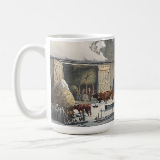 BOERDERIJ IN DE WINTER (1861)  Kunst Kerst Mok (Links)