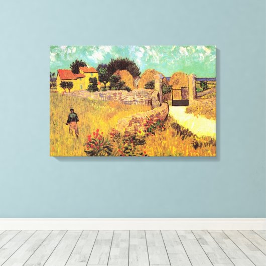 Boerderij in Provence van Vincent van Gogh Canvas Afdruk (Insitu (Houten vloer))