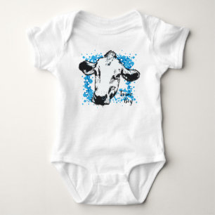 Boerderij Jongen Blauw Koe Baby Bodysuit