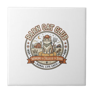 Boerderij Kat Club Kat Boer Boerderij Dier Mashup Tegeltje