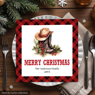 Boerderij Kerst servetten buffel plaid stijl