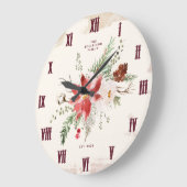 Boerderij Kerst Winter Poinsettia Rustiek Grote Klok (Hoek)