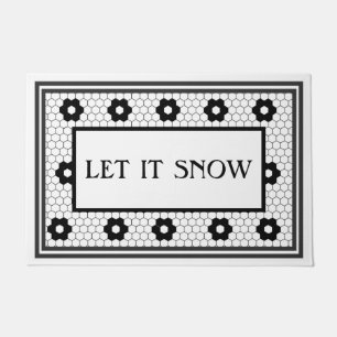 Boerderij Kerst Zwart-wit Winter Deurmat