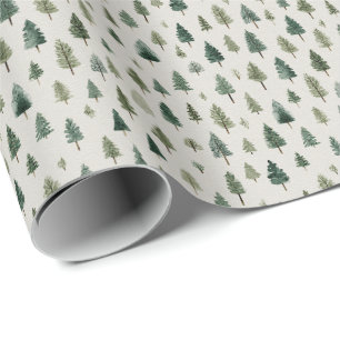 Boerderij Kerstbomen op Warme Crème Cadeaupapier