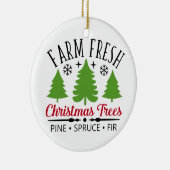Boerderij kerstbomen, vers keramisch ornament (Rechts)