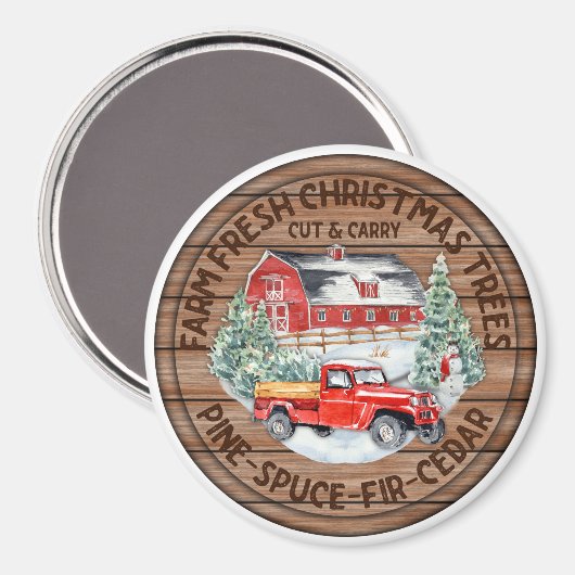 Boerderij kerstbomen, vers magneet (Voorkant / Achterkant)