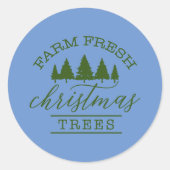 Boerderij kerstbomen, vers ronde sticker (Voorkant)