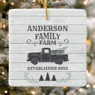 Boerderij Kerstboom Familieboerderij Gepersonalise Keramisch Ornament