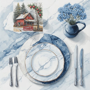 Boerderij Kerstmagie Vintage Rustiek Glazen Onderzetter