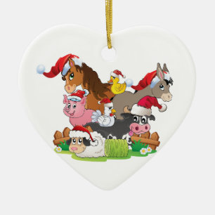 Boerderij Kerstmis Keramisch Ornament