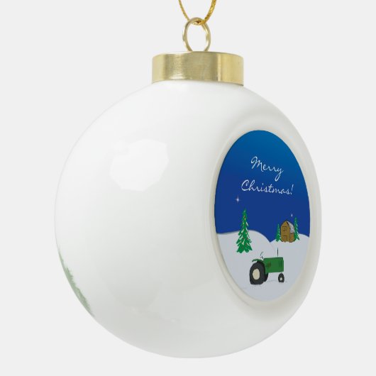 Boerderij kerstversiering keramische bal ornament (Links)
