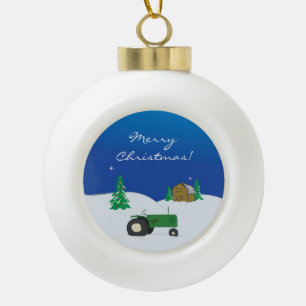 Boerderij kerstversiering keramische bal ornament