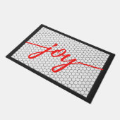 Boerderij Kerstvreugde Zwart Wit en Rode Winter Deurmat (Schuin)