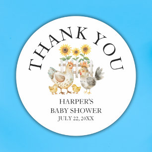 Boerderij Kip Baby Shower Bedankt Ronde Sticker