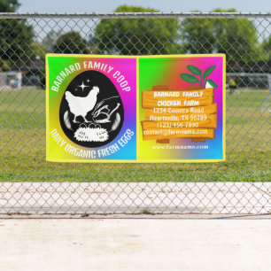 Boerderij Kip Boerderij Hout Kleurrijk Biologisch Spandoek