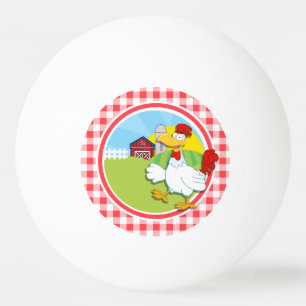 Boerderij kip; Rood en wit Gingham Pingpongballen