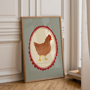 Boerderij Kip Rustieke Babykamer Print