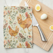 Boerderij Kippen Bloemen Theedoek (Quarter Fold)