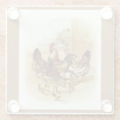  Boerderij kippen Glazen Onderzetter (Achterkant)