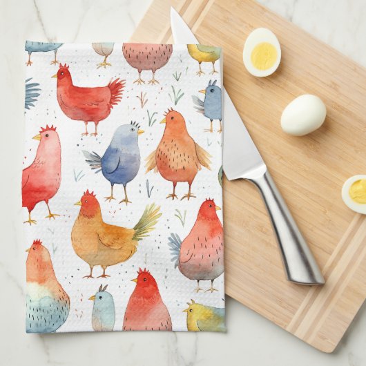 Boerderij Kippen Theedoek (Quarter Fold)