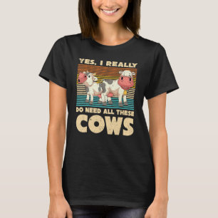 Boerderij Koe Boer Boerderij Dier Retro Koe T-shirt