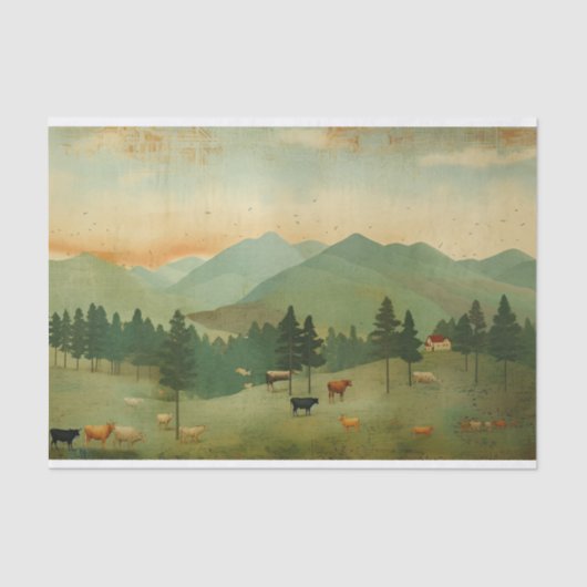 Boerderij koe  decoupage tissuepapier (Voorkant)