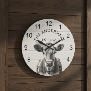 Boerderij koe hout gepersonaliseerd  grote klok