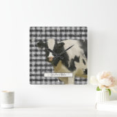 Boerderij Koe Zwart Wit Geruit Rustieke Keuken Vierkante Klok (Huis)