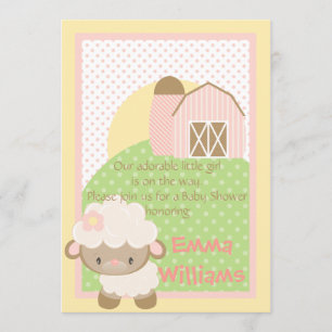 Boerderij Lamb Baby shower Uitnodiging
