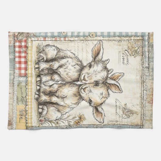 Boerderij lammeren  patroon theedoek (Horizontaal)