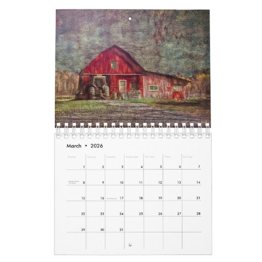 Boerderij Landelijk Rustiek Kunstkalender 2024 Kalender (Mar 2026)