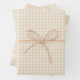 Boerderij Landelijke Chic Crème Plaid & Diamanten Inpakpapier Vel