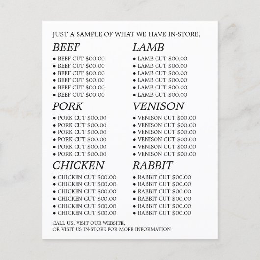 Boerderij Landschap, boer en slager Adverteren Flyer (Achterkant)