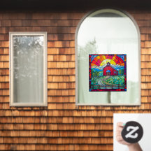 Boerderij Life Red Barn bij Sunset Faux Glas in lo