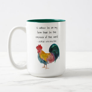Boerderij Life Rooster George Washington Quote Tweekleurige Koffiemok