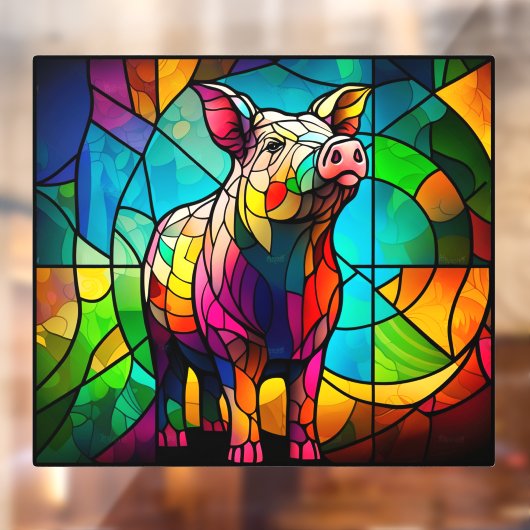 Boerderij Life Varken Hog Faux Glas in lood Raamsticker (Vel 2)