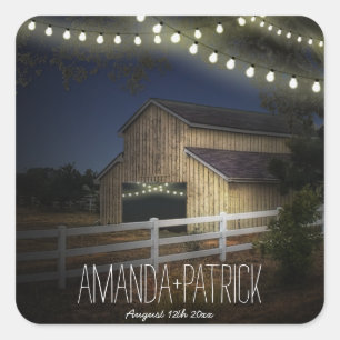 Boerderij Lights rustieke schuur bruiloft gunsten Vierkante Sticker