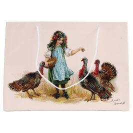  Boerderij Meisje & Kalkoenen Gift Bag Large Cadeautasje