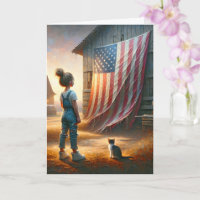 Boerderij meisje met Amerikaanse vlag verjaardag