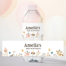 Boerderij Meisje Verjaardag Water Fles Label Waterfles Etiket