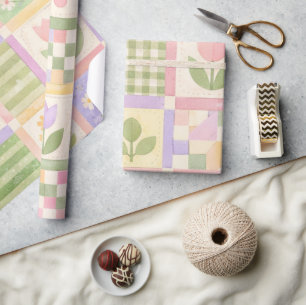Boerderij Meisjesachtig Pastel Roze Groene Dekbed Cadeaupapier