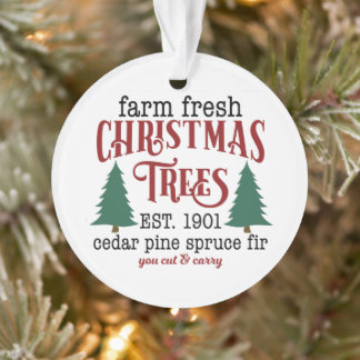 Boerderij met kerstbomen ornament