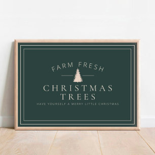 Boerderij met kerstbomen Poster voor feestdagen