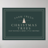 Boerderij met kerstbomen Poster voor feestdagen (Voorkant)