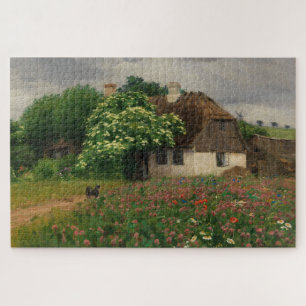 Boerderij met weidebloemen legpuzzel